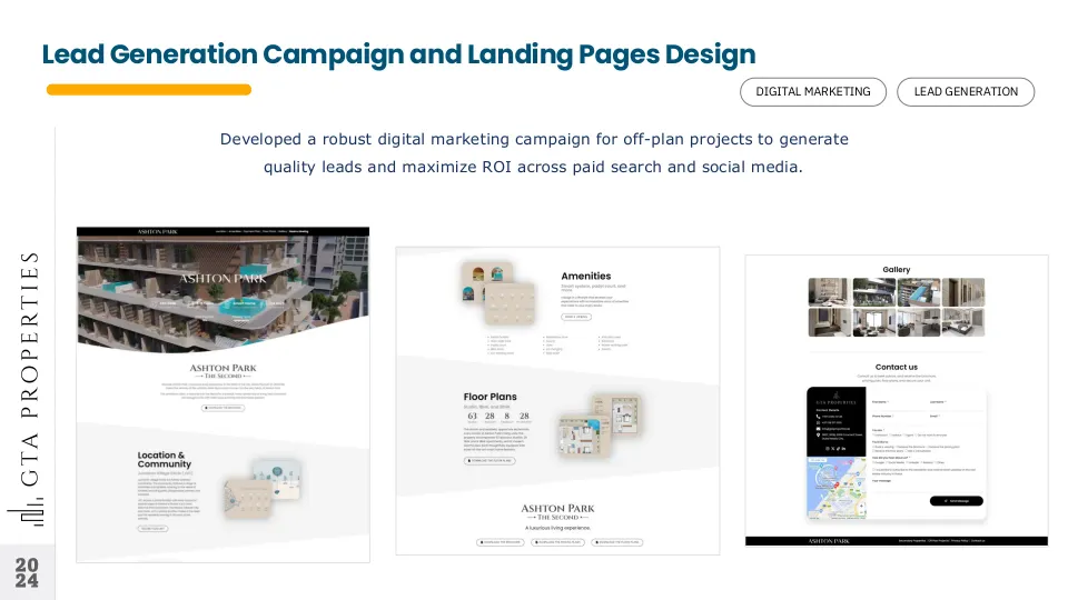 Off-plan campaign and landing pages